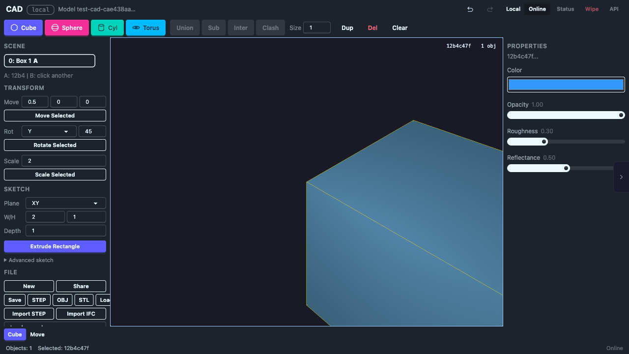 Object translated along an axis